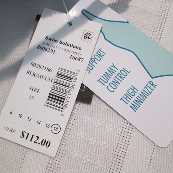 Swim Solutions Printed Bow-Front Swim Dress NWT sz 18 - Picture 7 of 11